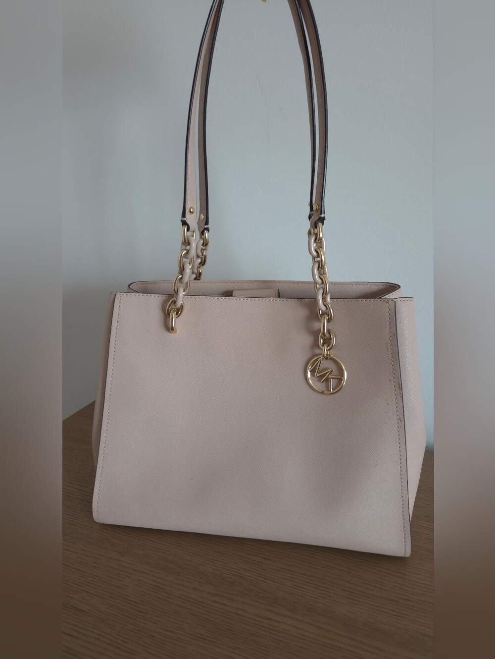 Michael Kors Blush Tote with Gold Chain Strap